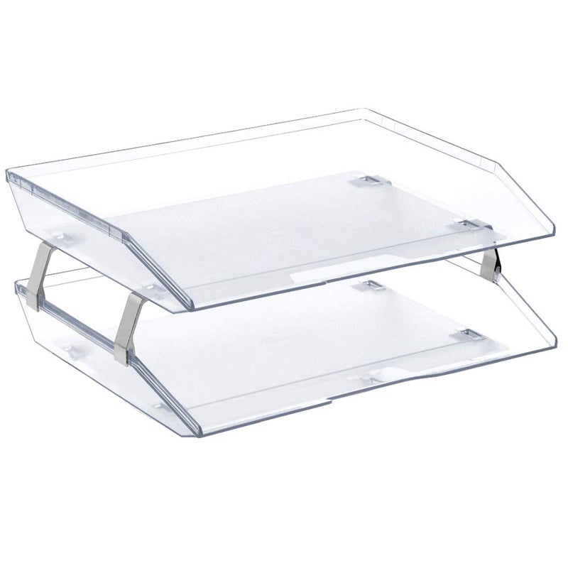 Acrimet Facility 2 Tier Letter Tray, Side Load, Letter Size/A4, Desktop File Organizer, Plastic (Clear Crystal Color) - Image 1
